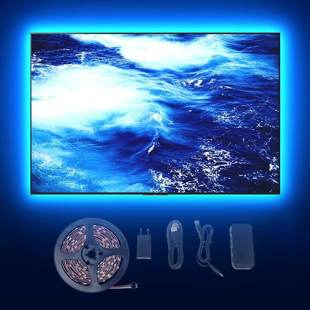 Feican Sync Box Kit Dropshipping LED Backlight with RGBIC TV Free Immersion Smart Strip Lights 5 Meter Black Plastic