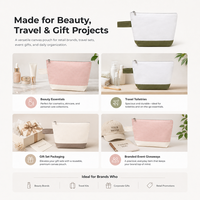 Sac cosmétique personnalisé en toile avec fond en cuir PU, logo imprimé, pour les articles de toilette de voyage, les coffrets cadeaux de beauté, les emballages pour événements, les sacs de cadeaux promotionnels