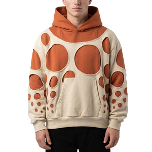TOPSHOW Sweat à capuche personnalisé pour homme, 100% Coton épais, coupe courte, double couche, avec applique brodée style French Terry - Product Image 1