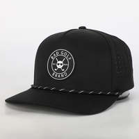 Casquette de golf pour homme à 5 panneaux avec logo personnalisé en PVC, perforations découpées au laser, corde imperméable, casquette de baseball sportive en polyester