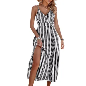 Wholesale Bulk Maxi Dresses Low Cut Back Spaghetti Strap Summer Cami Dress for Women