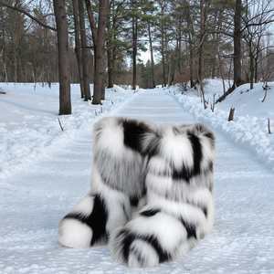 รองเท้าบูทหิมะ2024สำหรับผู้หญิงหนังแรคคูนเทียมฤดูหนาว - Product Image 3