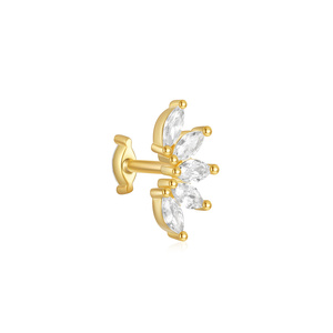 Pendientes de Plata de Ley 925 con Circonita Marquise, Reversibles, con Rosca, para Niñas, para Bodas - Product Image 1