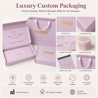 Boîte à maquillage personnalisée rose clair avec estampage à chaud or, boîte à bijoux à fermeture éclair, boîte d'expédition auto-adhésive pour cosmétiques