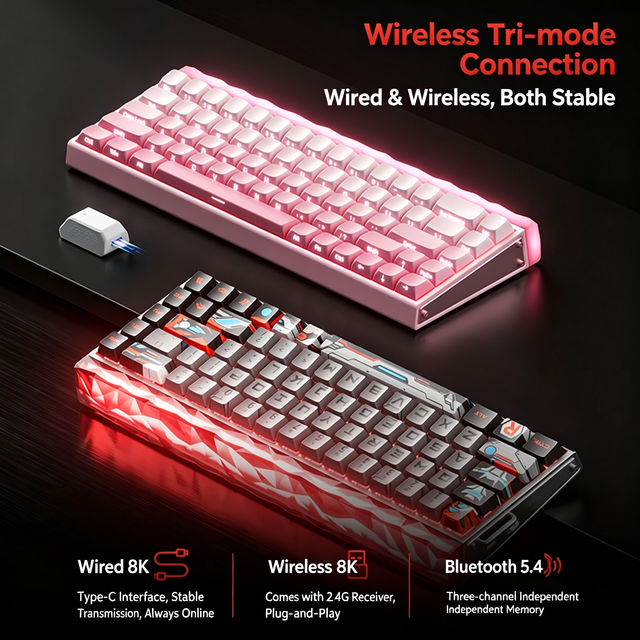 AULA HERO68 Air 3-Mode Magnetic Switch Gaming Mechanical Keyboard Wireless RGB Hot-Swap 0.005mm RT Low Latency E-Sports Keyboard
