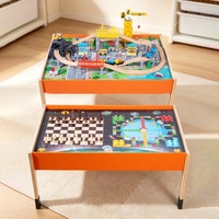 Table d'activités en bois pour enfants, jeu d'échecs et de Ludo, double face, bureau multi-jeux pour enfants, mobilier éducatif