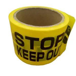 Yellow with black words safety protection caution tape 3" 100ft