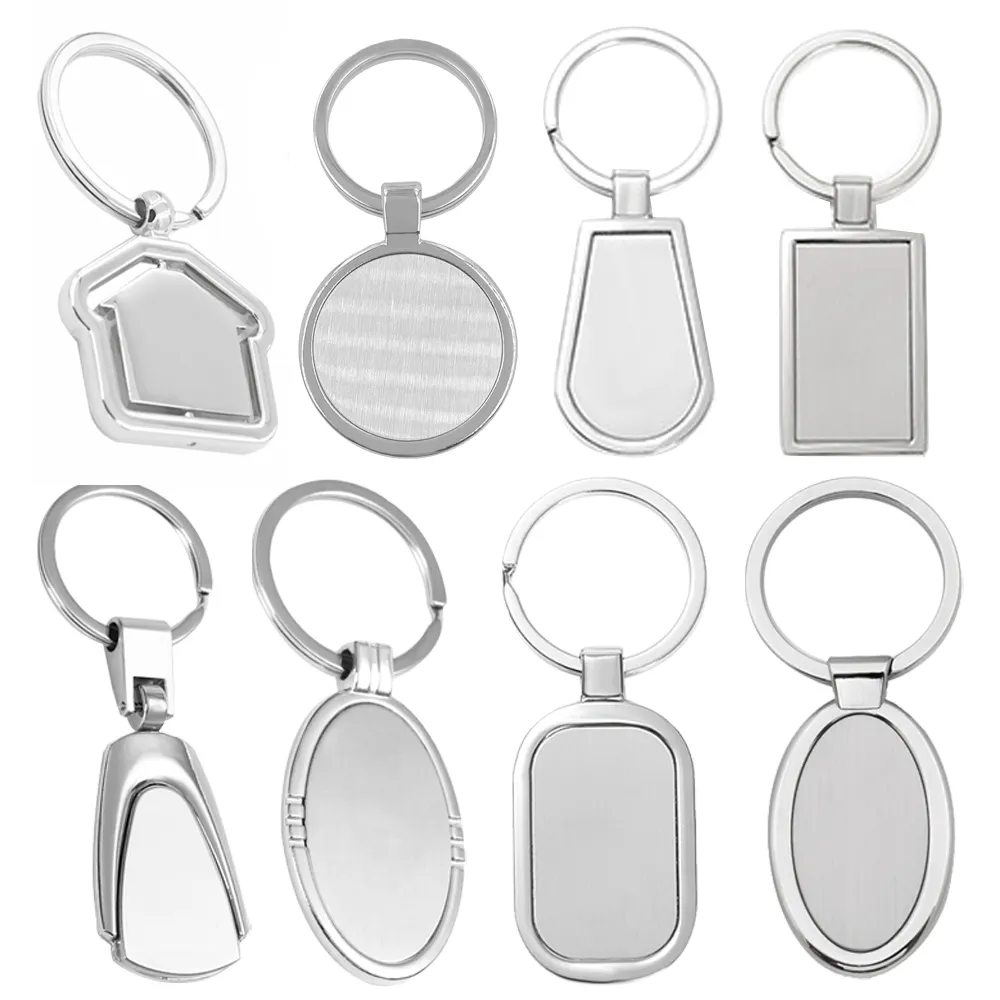Custom logo sublimation blank stainless steel metal key chain engraving laser keychain for laser
