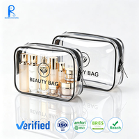 Pochette de toilette en PVC transparent personnalisée pour cosmétiques, sac de rangement pour produits de beauté, sac de voyage portable de luxe pour maquillage