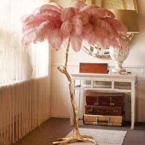 Chambre à coucher Salon Décor Nordic Stand Lampadaire <span class=keywords><strong>Autruche</strong></span> Rouge Rose et Or Plume Lampadaire - Product Image 3