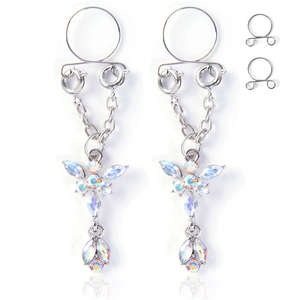 1 par de anillos de pezón no perforantes para mujer, adornos de pezón sexy, colgante de mariposa, pareja, divertidos anillos de pezón falsos, adornos - Product Image 5