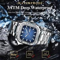 Reloj de pulsera deportivo cuadrado de lujo para hombre, resistente al agua, luminoso, Orologi, relojes de cuarzo para hombre, Reloj de acero inoxidable para hombre