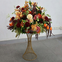Boule de fleurs artificielles en soie réaliste, couleur caramel automnal, pour décorations de table de mariage, thème automne, Saint-Valentin, remise de diplôme