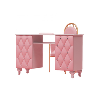 Mobilier professionnel rose de salon d'art moderne roulant table de bureau technique pour ongles table de manucure pour ongles en gel