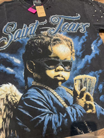 Hoogwaardige acid wash T-shirts Herenmode Hot Drilling Hole Design Korte mouwen Shirt Groothandel Saint T-shirts voor heren