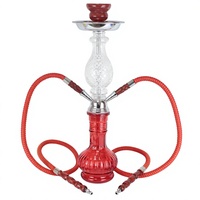 Chicha arabe en métal givré à double/quatre tuyaux de taille moyenne, ensemble complet pour fumer, style moderne et minimaliste