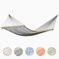 Hamac en corde de polyester de haute qualité, populaire, pour le camping, l'extérieur, l'intérieur, le jardin, avec barre de support en bois, hamac en macramé
