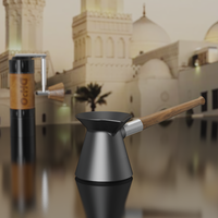 Cafetière turque en porcelaine DHPO avec poignée en acier inoxydable et en bois, écologique, capacité de 280 ml, design moderne et luxueux