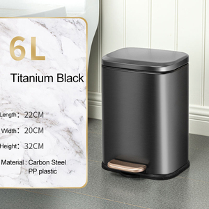 6l Stainless Steel Pedal <strong>Trash</strong> Can Square <strong>Trash</strong> Bin Foot Pedal for Kitchen <strong>Bathroom</strong> Dustbin With Soft Colose <strong>Lid</strong>