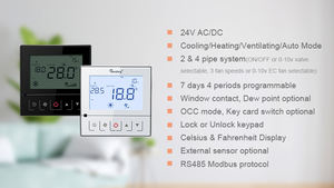 Nuevo <span class=keywords><strong>Termostato</strong></span> Inteligente WiFi Tuya para Fan Coil Digital DC (24V/220V) con Modbus RS485 y Sensor Externo para HVAC - Product Image 3