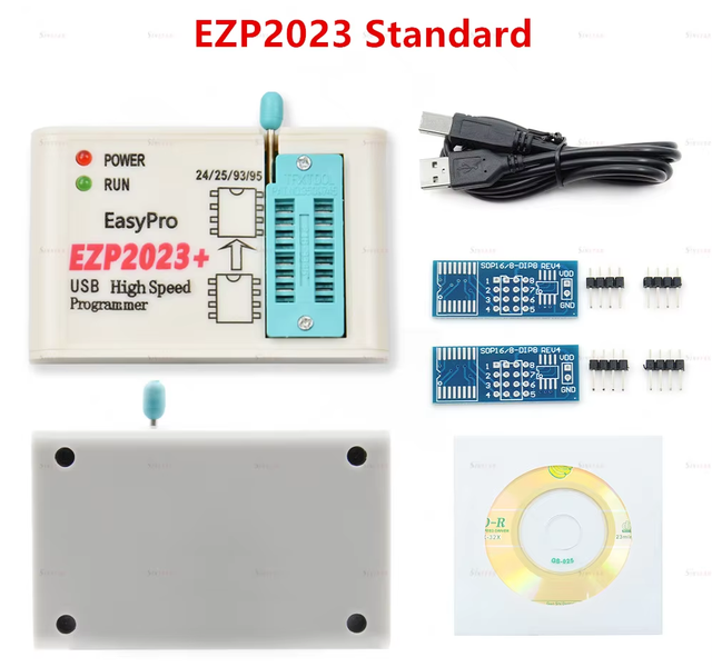 EZP2023 USB SPI Programmer Full Set with 15 Adapter Test Clip Sop8/16 Support 24 25 93 95 EEPROM Flash Bios Minipro CH554T Clip