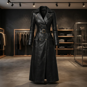 Women's Customized Color Genuine Sheep Skin Long Formal <b>Trench</b> Coat Turn-down Collar Full Sleeve <b>Waterproof</b> Windproof Polyester - Product Image 6