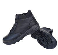 Chaussures de randonnée mi-hautes pour hommes TSB09, sport, plein air, entraînement rapide, cuir noir avec fermeture éclair latérale, en stock.
