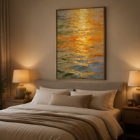 Peinture à l'huile impasto faite à la main, paysage abstrait océanique, décoration murale, impression sur toile pour intérieur