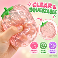 Jouet anti-stress à rebond lent en forme de fraise transparente, simulation de fruit souple, type Vaseline