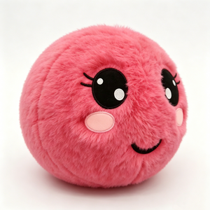 Pelota de peluche redonda personalizada, pelota de peluche rosa y esponjosa, pelota de peluche con cara sonriente, linda pelota de peluche redonda tipo almohada - Product Image 2