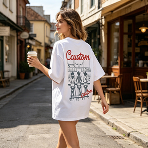 T-<span class=keywords><strong>shirt</strong></span> surdimensionné personnalisé pour <span class=keywords><strong>femme</strong></span> 100 % coton, vierge, avec impression de logo personnalisé, délavé, style streetwear décontracté, haut à manches courtes pour <span class=keywords><strong>femme</strong></span> - Product Image 1