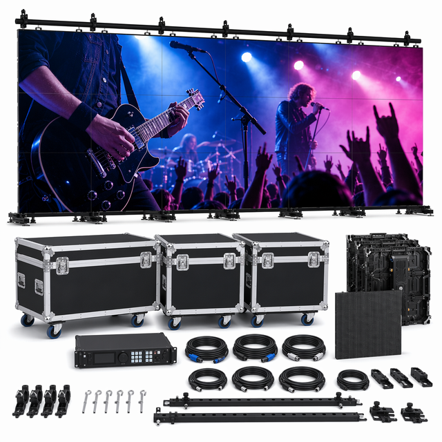 4mX3m Complete System P2.6-P3.91 8K HDR10+ Waterproof LED Display Video Wall for Rental Events & Churches Indoor/Outdoor