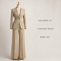 Ensemble tailleur 2 pièces sur mesure pour femme, blazer cintré à la taille avec pantalon large, tenue de bureau décontractée professionnelle