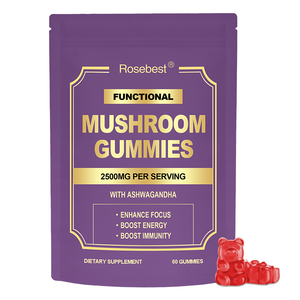 Complément Adaptogène en Gommes Bio Végétalien en Gros : Mélange de Crinière de Lion et de Champignons Reishi avec KSM-66 Ashwagandha en Sachet - Product Image 1