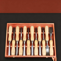 Ensemble de 12 couteaux à sculpter avec manche en bois et gouges pour le travail du bois et la sculpture