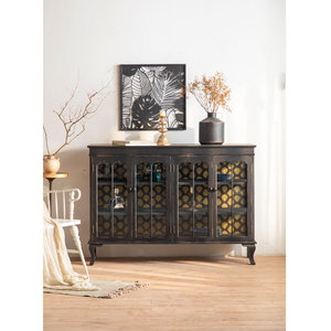 New Retro Thiết Kế Phòng Khách Đồ Nội Thất Giao Diện Điều Khiển Tự Chọn Bảng Màu Đen Gỗ Tủ Tủ Phòng Khách Ưa Thích Với Cửa Kính - Product Image 1