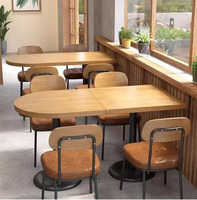 Moderner Ovaler Holz-Esstisch, Robuste Metallbasis, Ideal für Kleine Räume