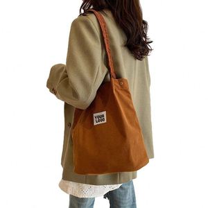 Custom Canvas Shoulder Corduroy <b>Tote</b> <b>Bag</b> Women <b>Cord</b> Purse With Inner Pocket for Work Beach Lunch Travel Shopping Grocery - Product Image 1