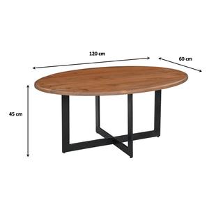 Table basse ovale Dalton | Plateau en bois naturel, base en fer | Meubles contemporains modernes pour salon, bureau à domicile, hôtel, restaurant - Product Image 3