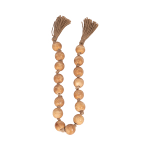 Ghirlanda di perline in legno con nappe, ornamento decorativo in stile bohémien rustico - Product Image 3