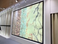 Dalle de pierre de quartz artificielle translucide bleue, durable, imperméable, écologique, luxueuse, moderne, certifiée NSF, grandes dalles pour