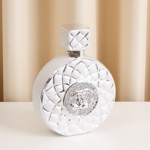 Botella de Perfume redonda para decoración del hogar, cristal de cerámica plateado de lujo, delicado, <span class=keywords><strong>precio</strong></span> de fábrica - Product Image 3