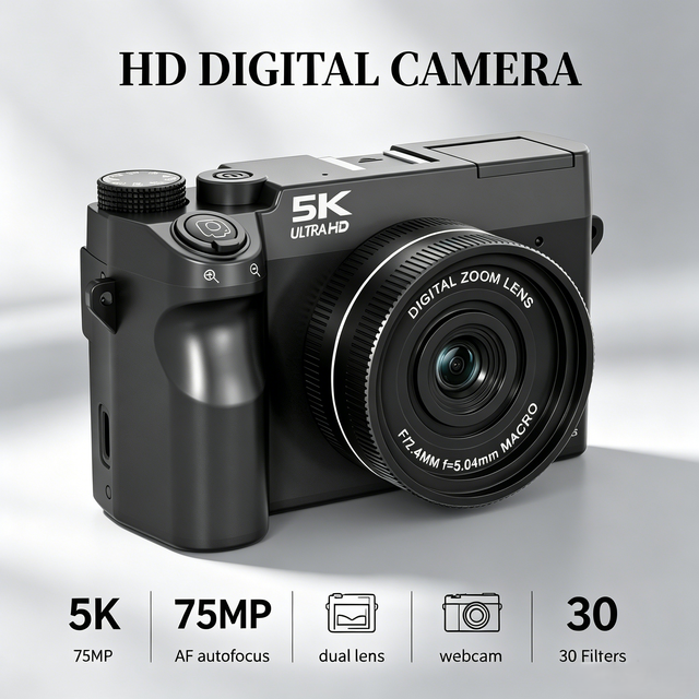 5K Digital Camera with Wifi Transfer with Selfie Dual Lens  Creative Filter Good for Beginners Photographers