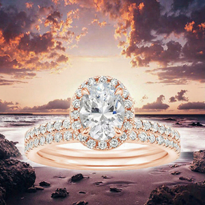Bague en moissanite ovale de 1,5 carat |   Bague torsadée en argent sterling 925 plaqué or |   Bague de fiançailles et de mariage pour femmes - Product Image 3