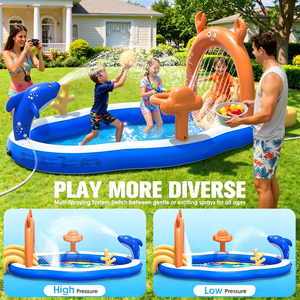 Hot Sale Colorful <b>Large</b> PVC <b>Inflatable</b> Splash Pool with Water Slide and Sprinkler 120x70x50 for Children MAKE WAVES - Product Image 3