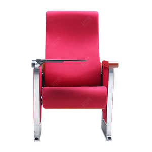 Silla de teatro Manwa Expo HB631, roja brillante, de aleación de aluminio, con asiento en fila y tablero de escritura para auditorio, escuela, hospital. - Product Image 1