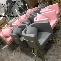 Offre Spéciale chaise de salle à manger Design moderne chaise en métal chaise à ongles rose pour Salon de beauté