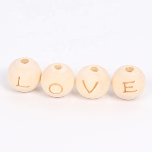 DIY 수제 14mm 나무 구슬 26개 영어 알파벳 조각 헤무 원형 루즈 우드 비즈 - Product Image 4