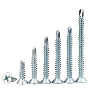Vis autoperceuses à tête fraisée en acier au carbone, zinguées bleu-blanc, à tête plate Phillips, pour le plastique - Product Image 2