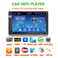 Lecteur MP5 pour voiture 2 Din 7010B 7 pouces, écran tactile universel, autoradio multimédia, radio FM, lecteur vidéo, caméra de recul